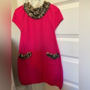 Gymboree sweater dress with leopards fur collar and pockets!